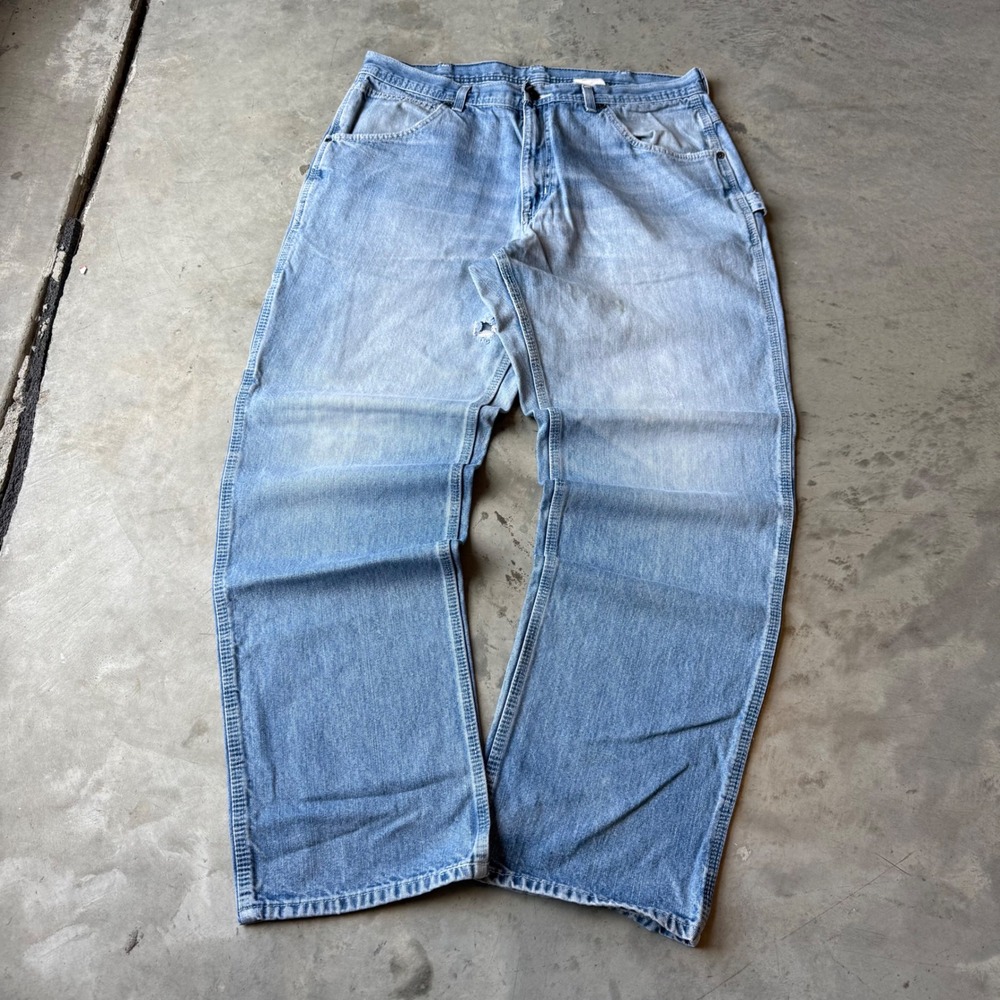 Key Industries Mens Carpenter Jeans Light Wash Blue Utility Work Pants 34x32